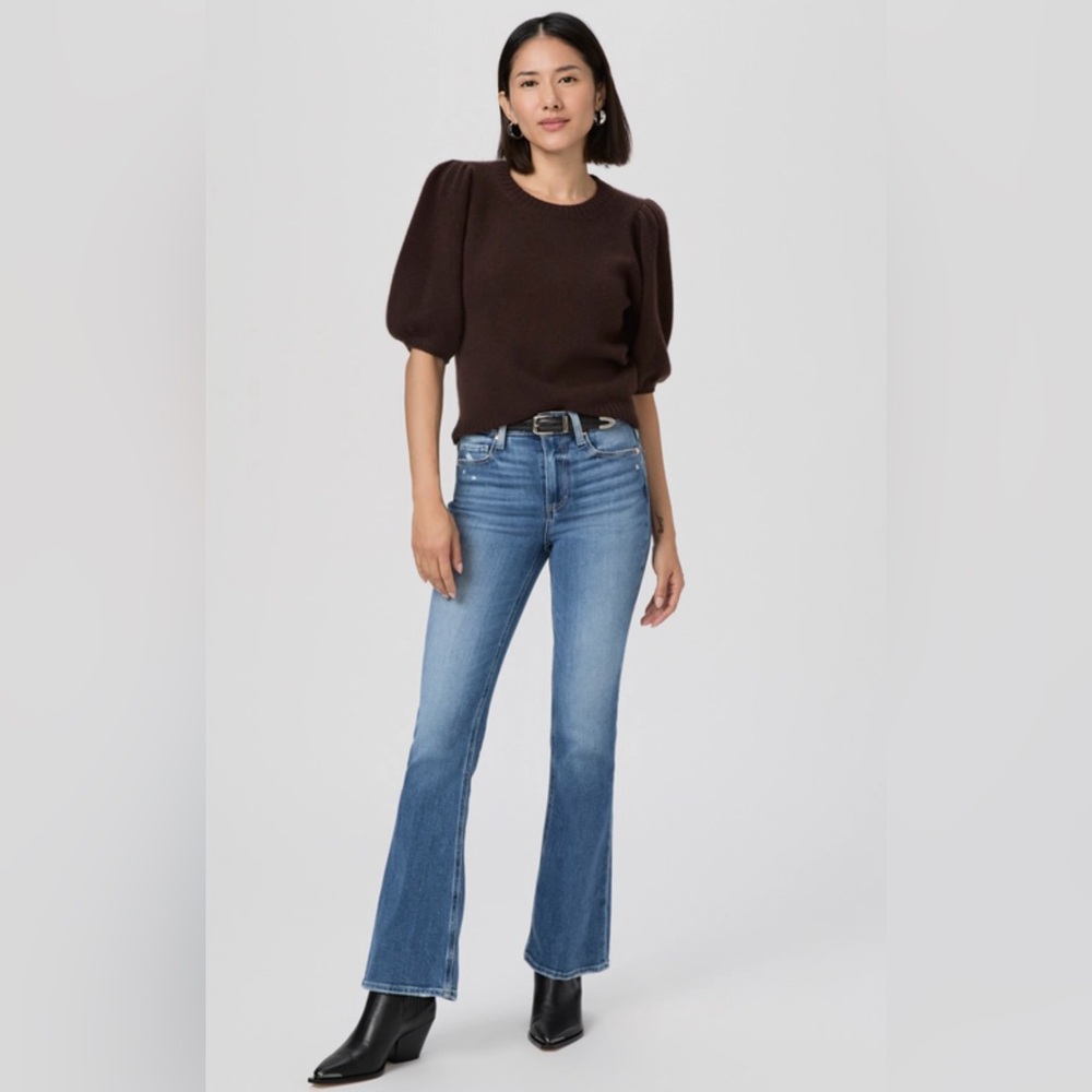 PAIGE Laurel Canyon Medium Blue Boot Cut Jeans